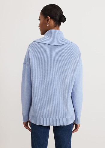 Phase Eight Dara Blue Chunky Cowl Neck Knitwear Blue Australia | VB8931042